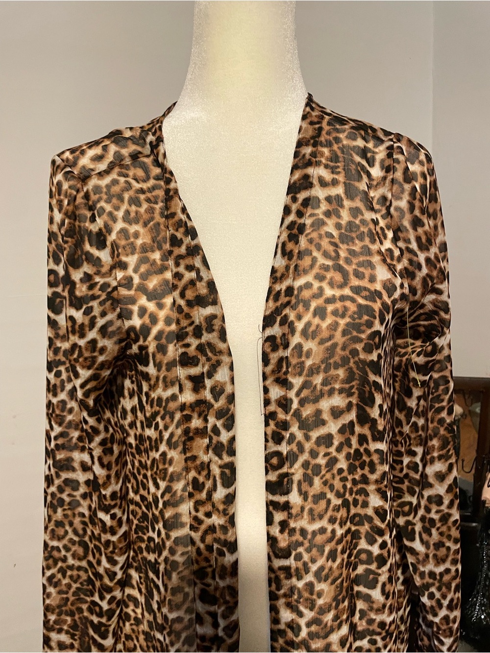 Kendall & Kylie Leopard Print Sheer Duster - Brown/Tan - Picture 2 of 4